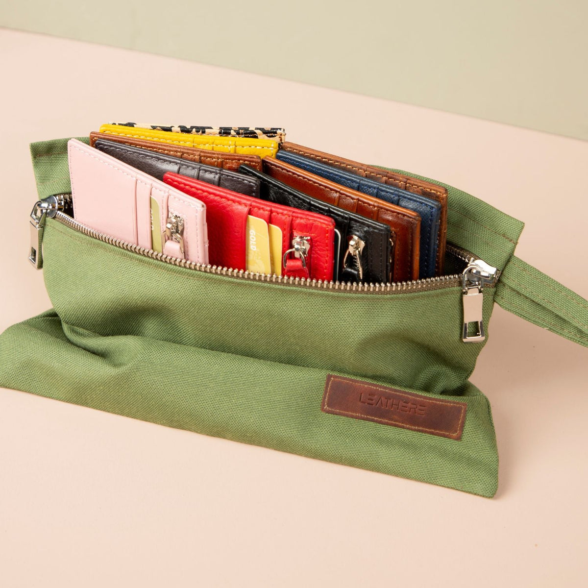 Zippered Genuine Leather Card Holder – Gift Box Edition (10 Colors) -Concord