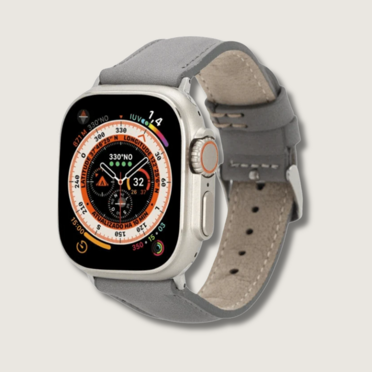 Apple Watch Grey Leather Strap - Boston