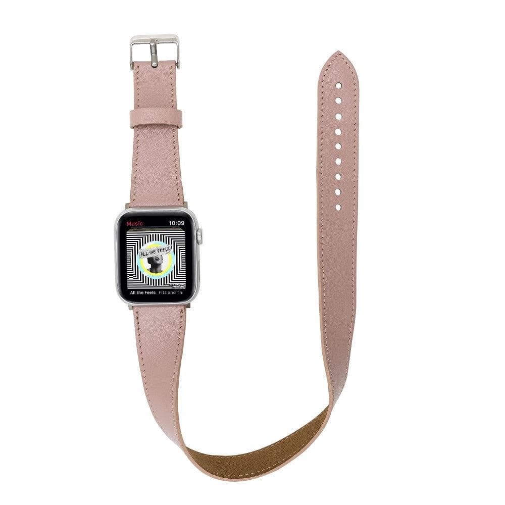Luxury Double Wrap Pink Leather Apple Watch Band - San Diego