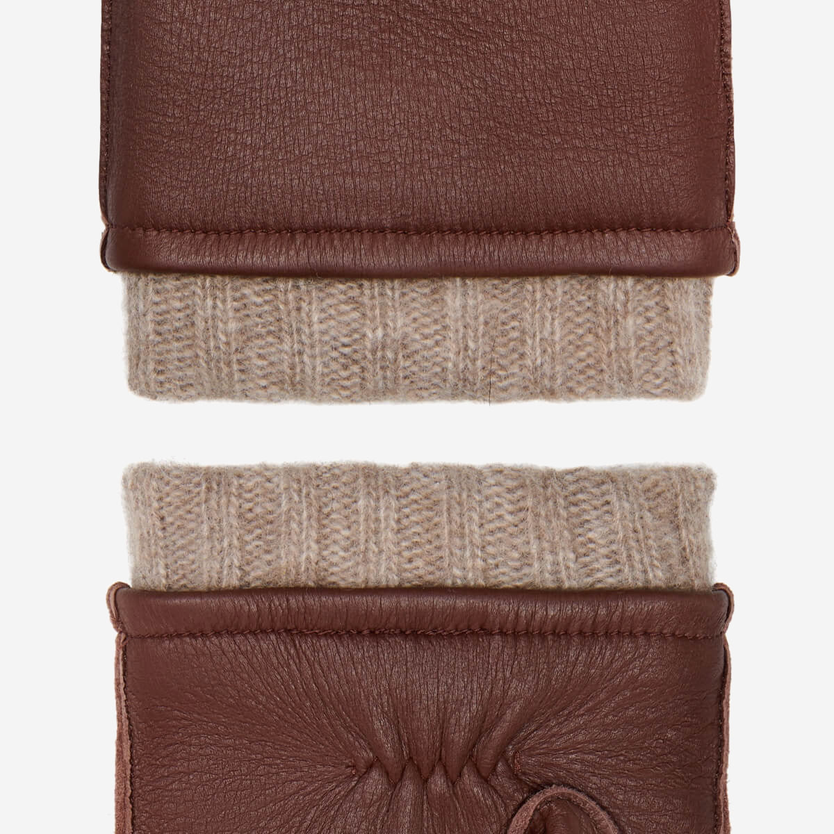 Vittoria (brown) - Italian gloves made of American deerskin leather with cashmere lining — photo 7 of 10