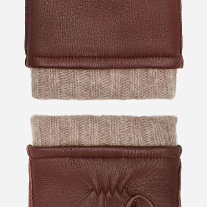 Vittoria (brown) - Italian gloves made of American deerskin leather with cashmere lining — photo 7 of 10