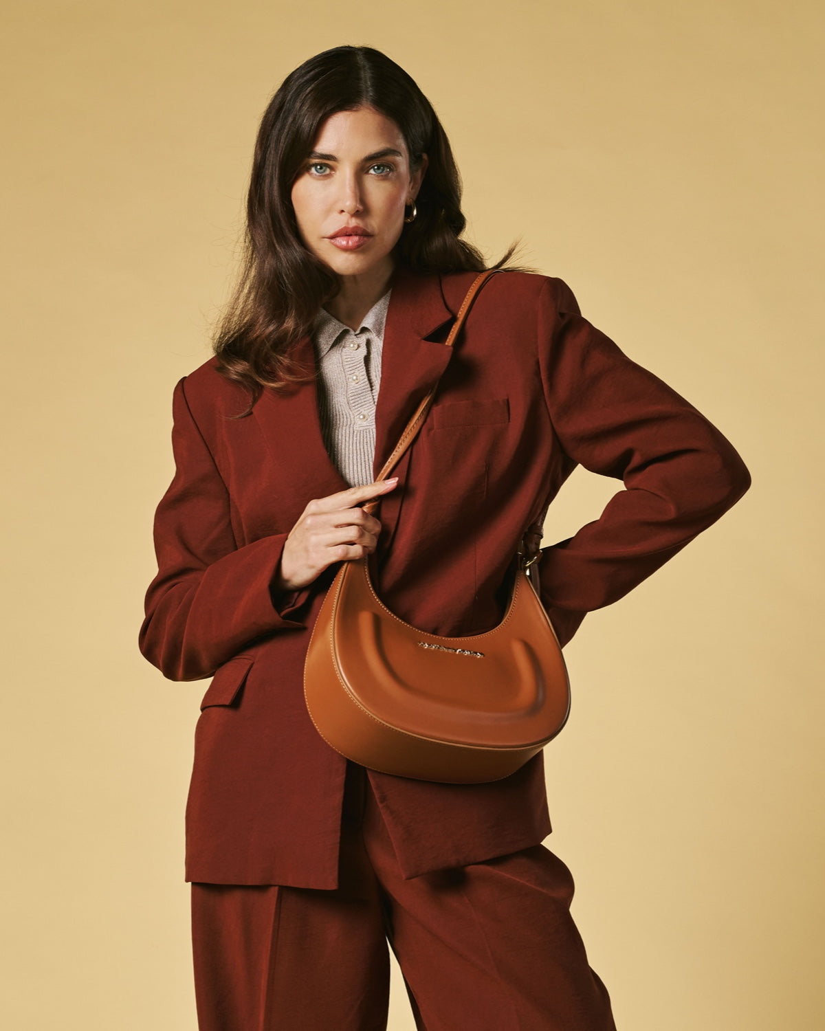 Ornella (cognac) - Italian calf leather women's crossbody bag (with shoulder strap) — photo 9 of 9