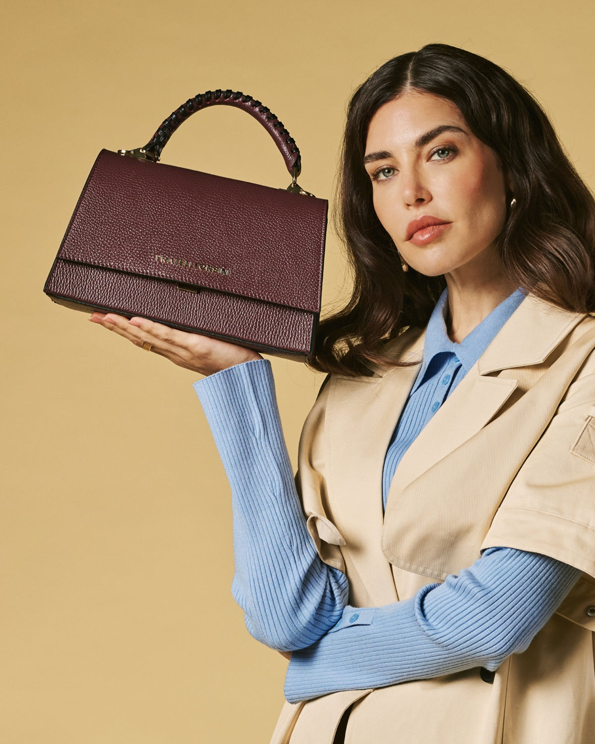 Federica (eggplant) - Italian calf leather women's crossbody bag (with shoulder strap) — photo 6 of 10