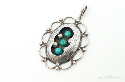 Vintage Native American Unsigned Turquoise Sterling Silver Pendant