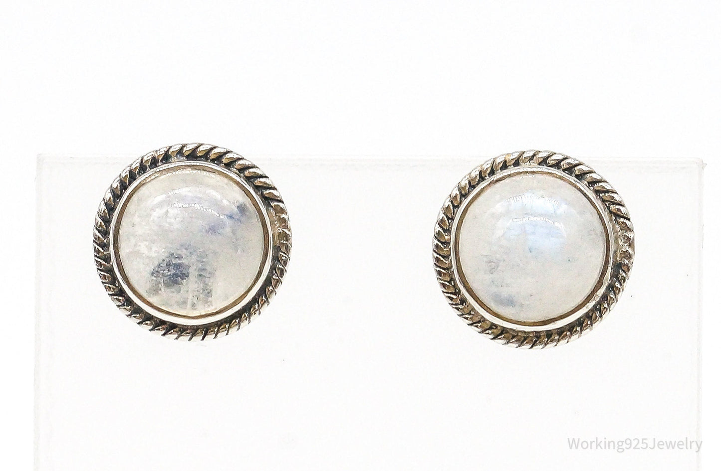 Vintage Moonstone Sterling Silver Earrings – Estate Jewelry