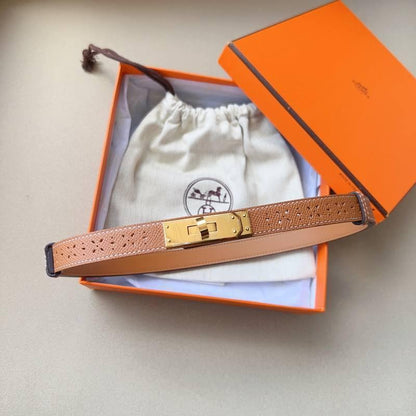 Hermes Men Gold Buckle Belt 'Brown'