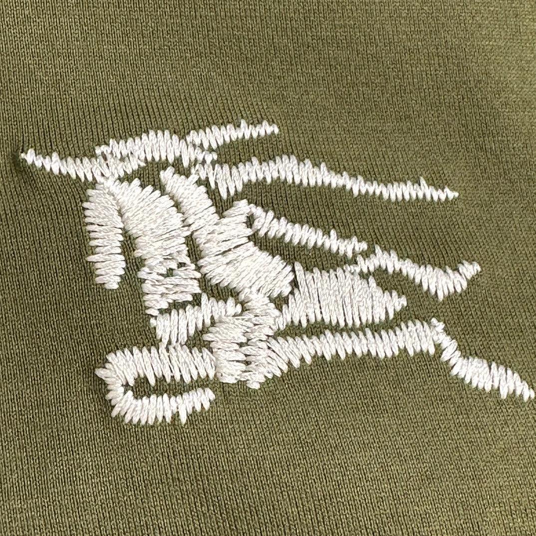 Burberry Green & White T-Shirt Without Collar - Premium Cotton Comfort