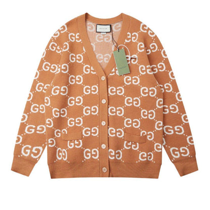 Gucci GG Wool Jacquard Cardigan 'Camel Ivory'