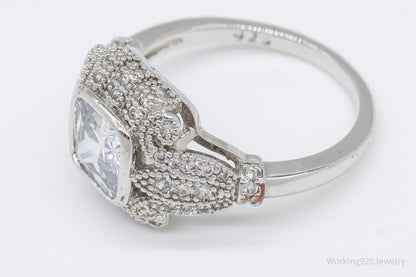 Vintage White Topaz Sterling Silver Plated Ring - Size 9