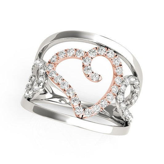 Heart Motif Filigree Style Diamond Ring in 14k White And Rose Gold (1/4 cttw) — photo 1 of 8