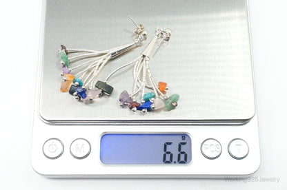 Vintage Designer CJC Multi Gem Sterling Silver Earrings