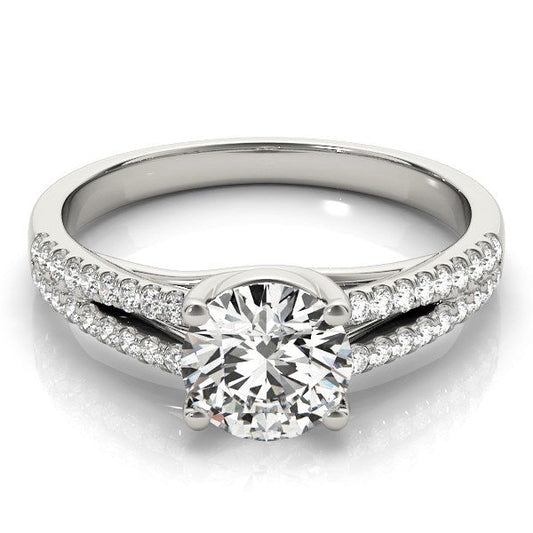14k White Gold Split Shank Round Diamond Engagement Ring (1 1/8 cttw) — photo 2 of 8
