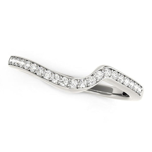 14k White Gold Modern Curved Wedding Ring (1/5 cttw) — photo 1 of 2
