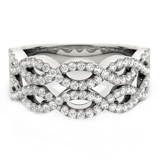 Diamond Studded Double Interlocking Waves Ring in 14k White Gold  (5/8 cttw) — photo 2 of 8