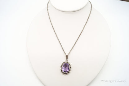 Vintage Amethyst Sterling Silver Chain Necklace