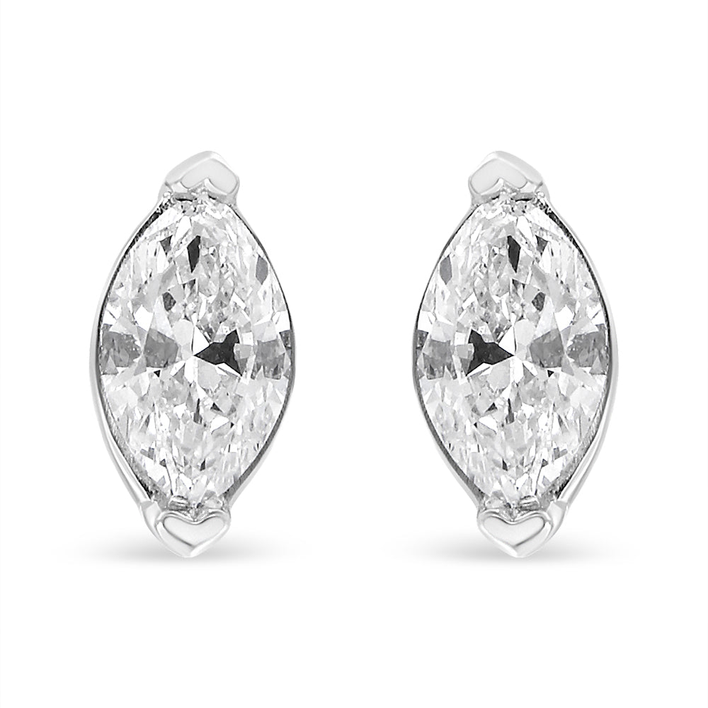 14K White Gold 4/5 Cttw Marquise Lab Grown Diamond Solitaire Stud Earrings