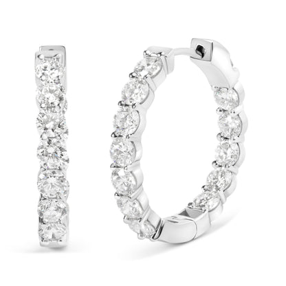 14K White Gold 5.00 Cttw Lab-Grown Diamond Inside Out Hoop Earrings