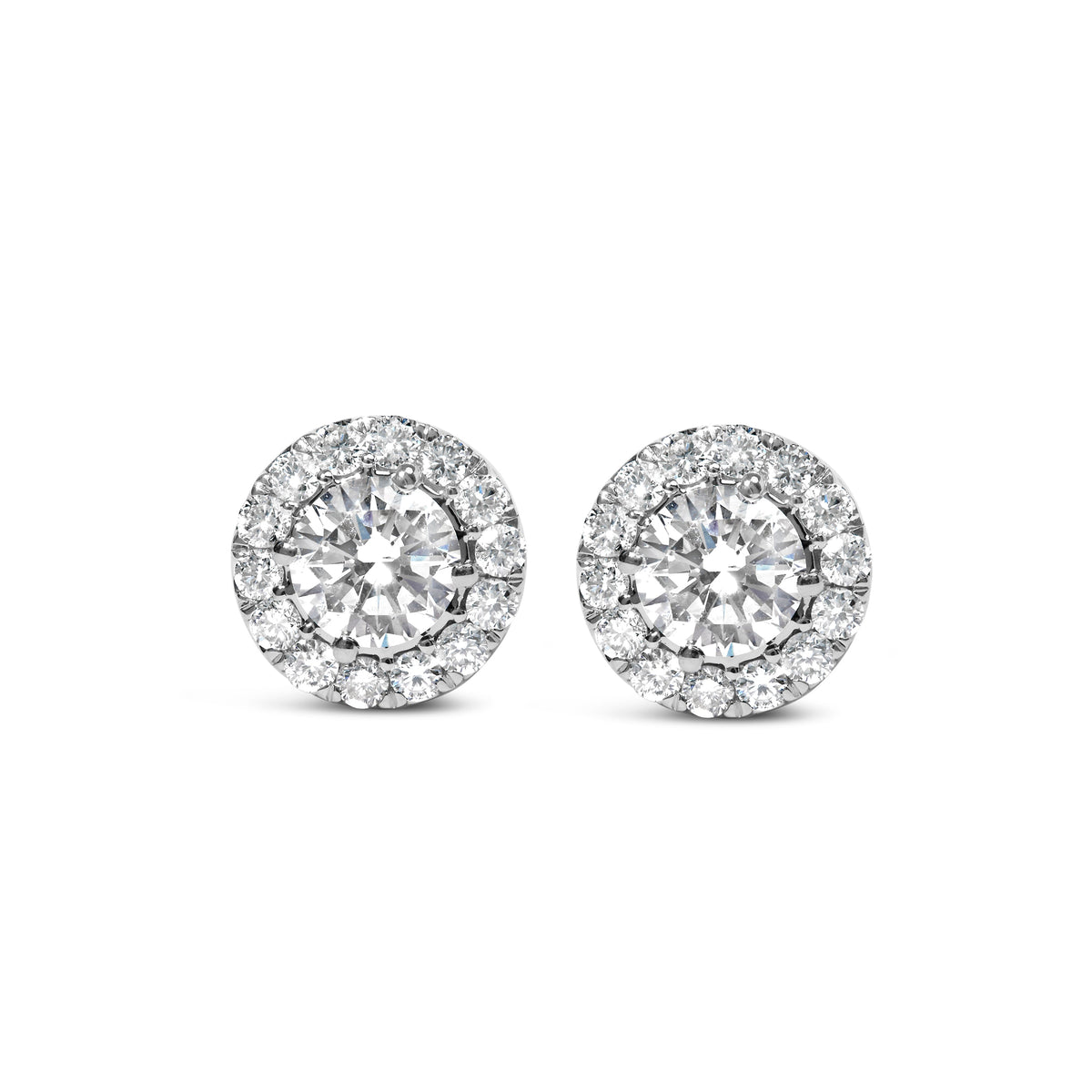 14K White Gold 3.0 Cttw Lab-Grown Diamond Hidden Halo Stud Earrings
