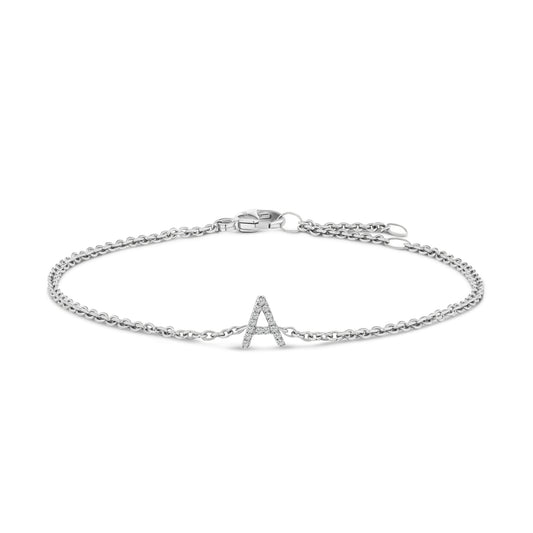 10K White Gold Diamond Accent "A" Initial Charm and Link Bracelet — photo 1 of 10