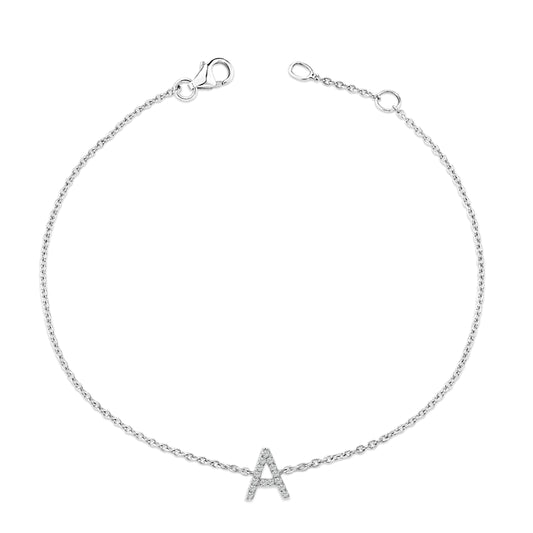 10K White Gold Diamond Accent "A" Initial Charm and Link Bracelet — photo 2 of 10