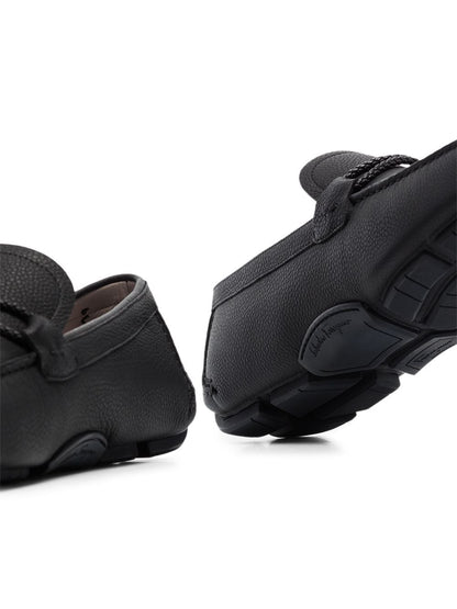 Ferragamo Men's Leather Flats with Rubber Sole
