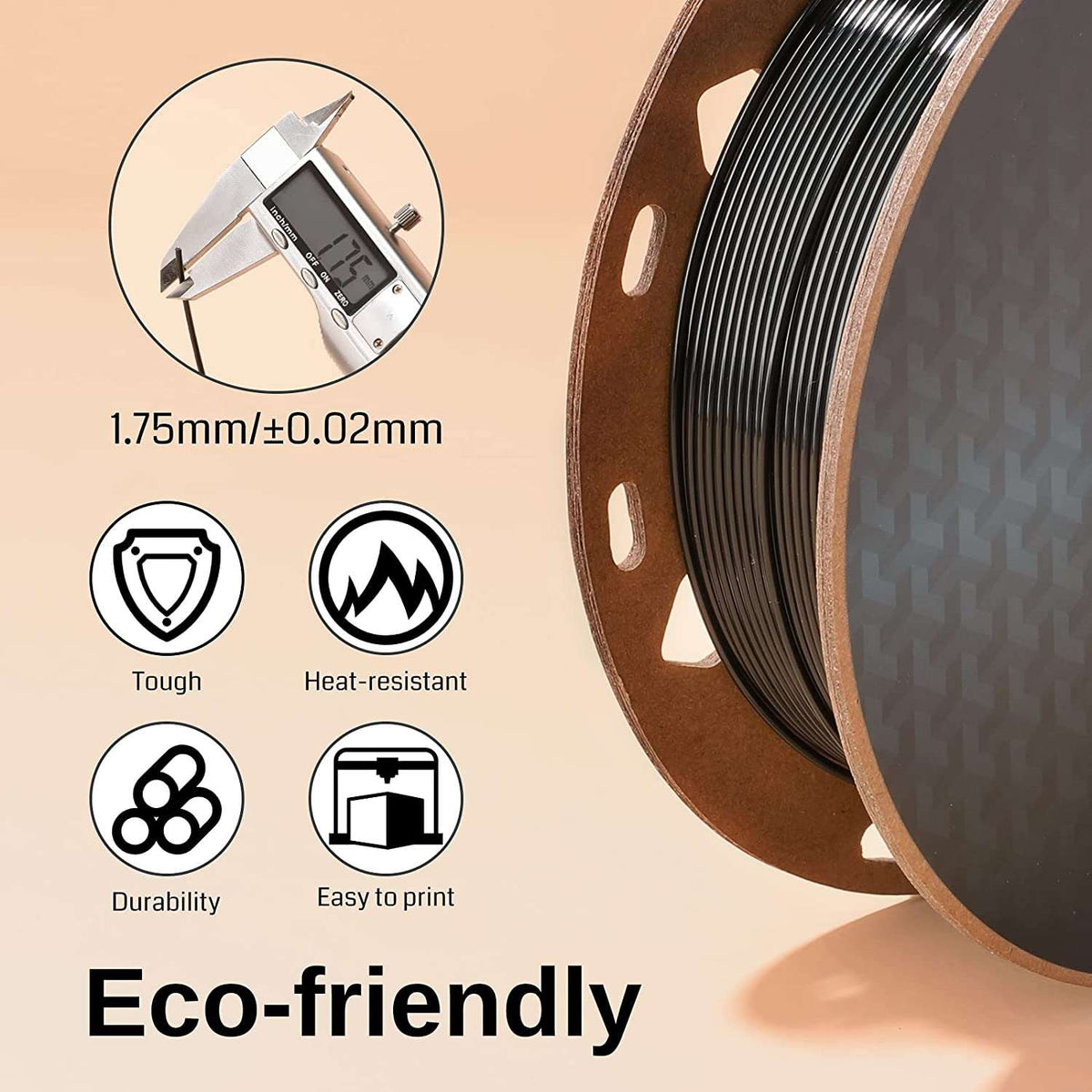 Black, White, Brown, Silver 1.75mm PRO-3 PETG Filament, 500g x 4pack — photo 2 of 6
