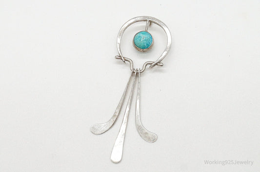 Vintage Modernist Amazonite Sterling Silver Pendant — photo 1 of 7