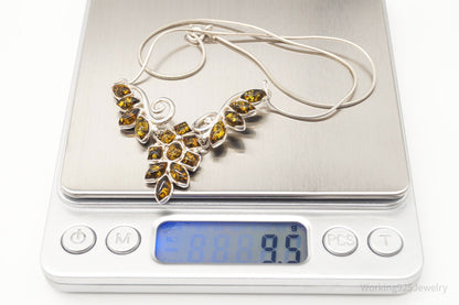 Vintage Amber Sterling Silver Necklace