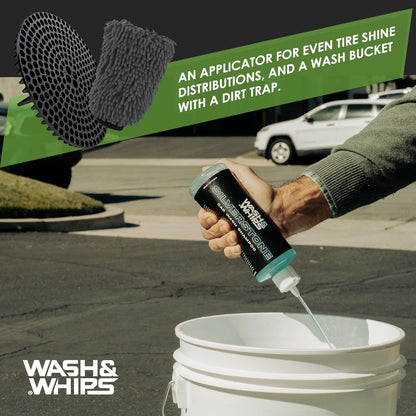 WASH & WHIPS Car Wash Kit - 3-Gallon Bucket with Particle Interceptor Trap, Shampoo, Chenille Mitt & Microfiber Soft Towel, 5pcs — photo 4 of 9