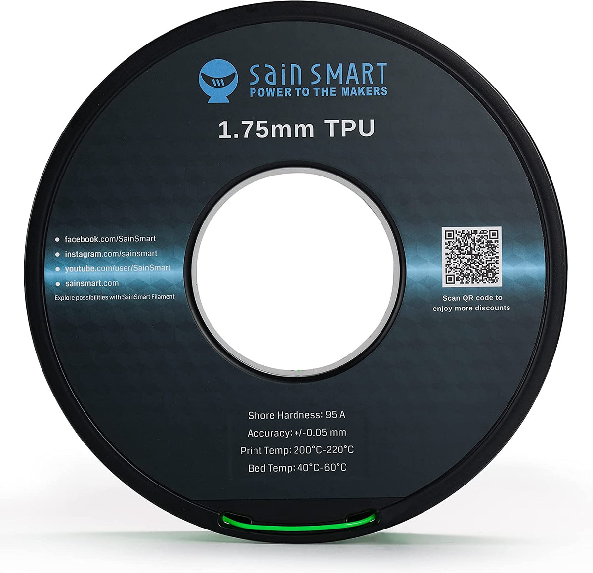 Neon Green, Cyberpunk Color TPU Filament 1.75mm 0.8kg/1.76lb — photo 7 of 7