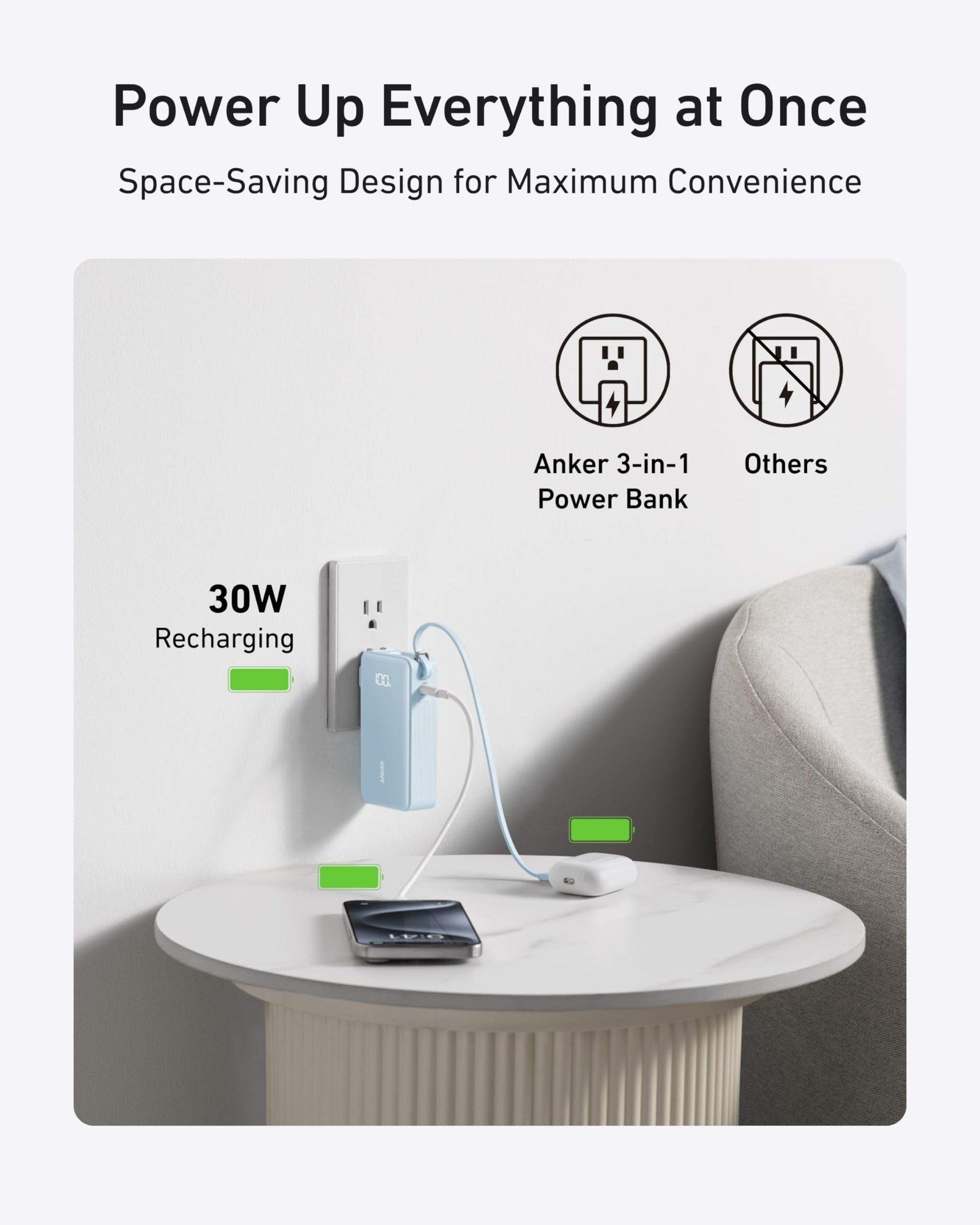 Anker Power Bank (10K, Fusion, Built-In Cable) — photo 5 of 10