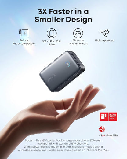 Anker Nano Power Bank (10K, 45W, Built-In Retractable USB-C Cable) — photo 4 of 10