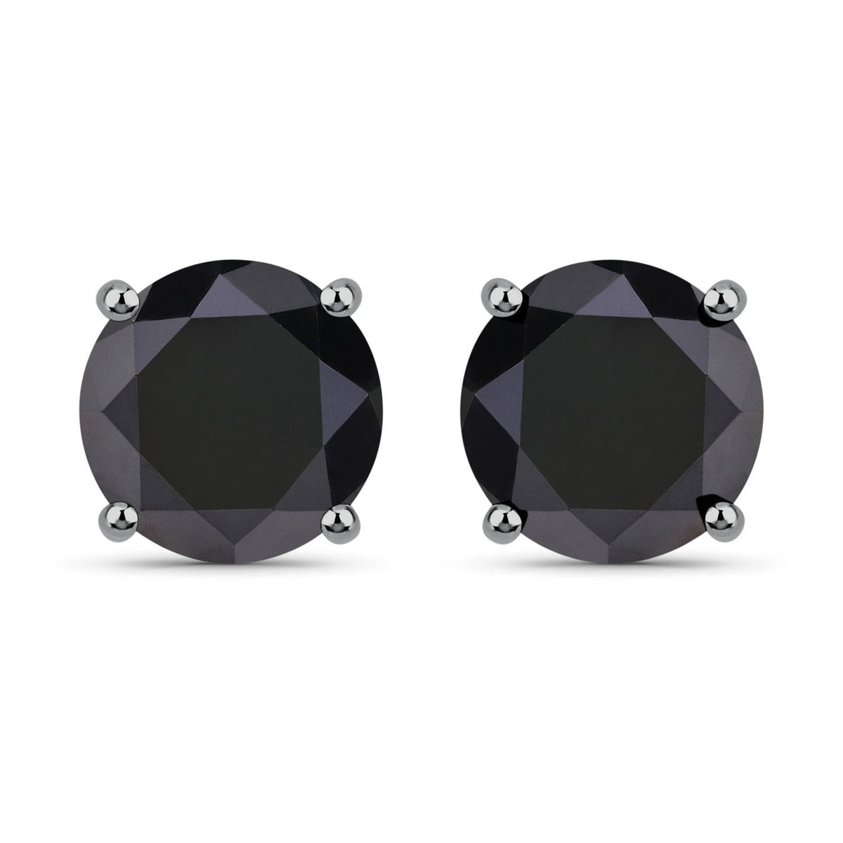 4.91 Carat Genuine Black Diamond 14K White Gold Earrings