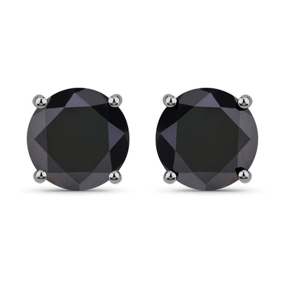 3.08 Carat Genuine Black Diamond 14K White Gold Earrings