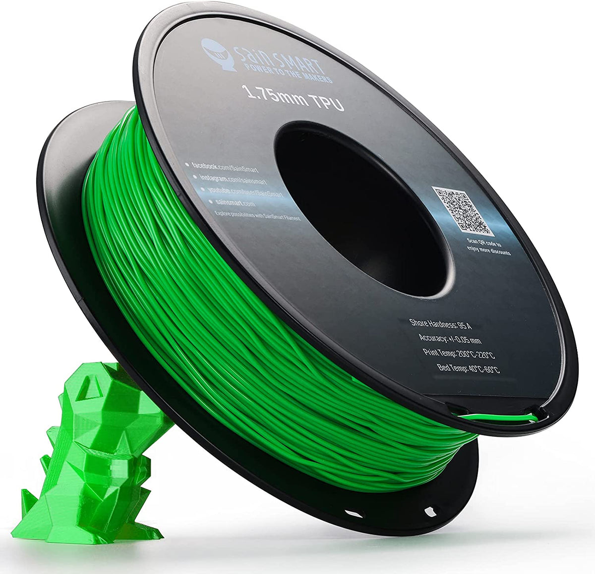 Neon Green, Cyberpunk Color TPU Filament 1.75mm 0.8kg/1.76lb — photo 5 of 7