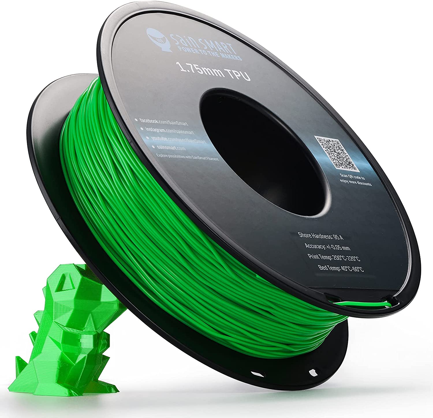 Neon Green, Cyberpunk Color TPU Filament 1.75mm 0.8kg/1.76lb — photo 5 of 7