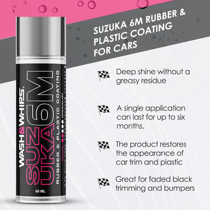 WASH&WHIPS Suzuka 6M Rubber & Plastic Coating for Cars, Restores and Brings Back Black - Concentrated Formula Non-Greasy, 60ml — photo 4 of 5