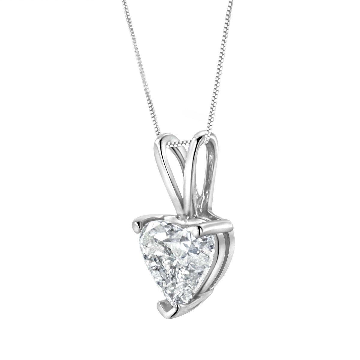 14K White Gold 3/8 Cttw Heart-Shaped Diamond Classic Solitaire 18" Pendant Necklace (H-I Color, VS2-SI1 Clarity)