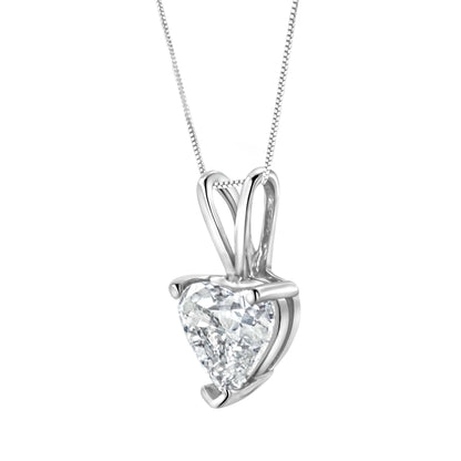 14K White Gold 3/8 Cttw Heart-Shaped Diamond Classic Solitaire 18" Pendant Necklace (H-I Color, VS2-SI1 Clarity)