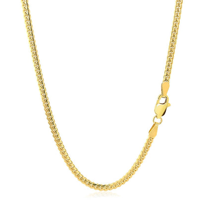 2.6mm 14k Yellow Gold Classic Solid Miami Cuban Chain