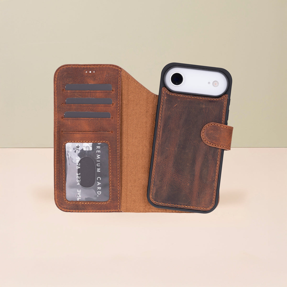 Premium Leather iPhone Air Wallet Case – Brown - Austin