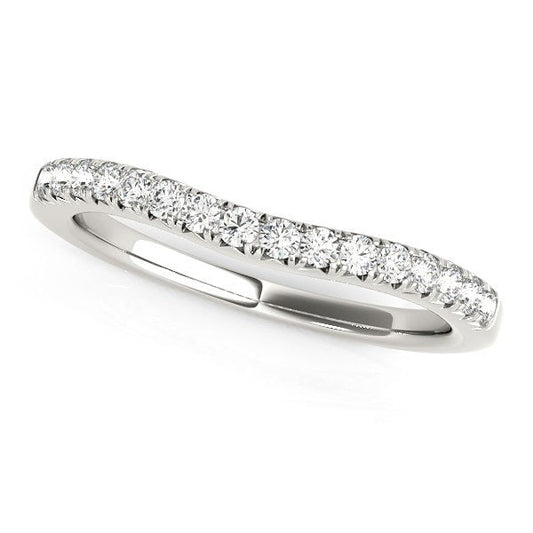 14k White Gold Pave Set Round Curved Wedding Band (1/4 cttw) — photo 1 of 2