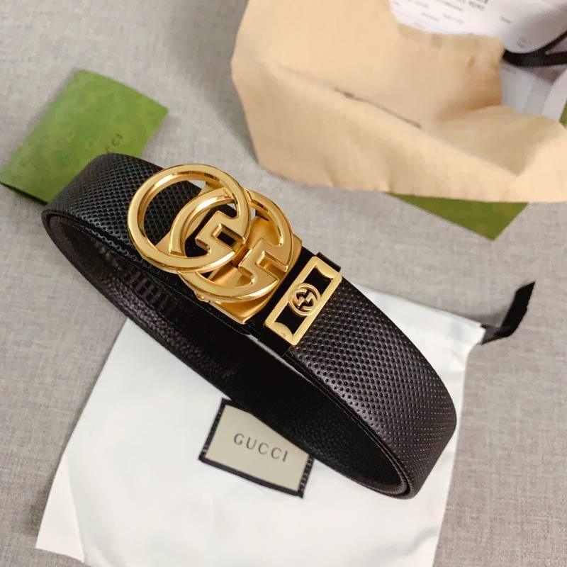 GUCCI Embellished coated-canvas and leather belt 'Black'