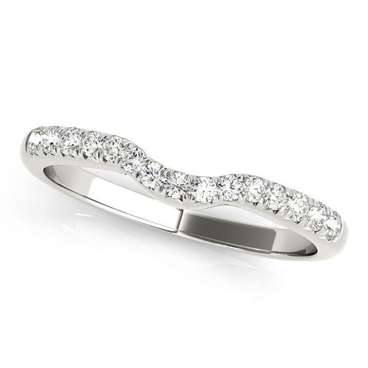 14k White Gold Pave Set Curved Diamond Wedding Band (1/5 cttw) — photo 1 of 2