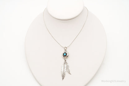 Vintage Native American Turquoise Sterling Silver Necklace