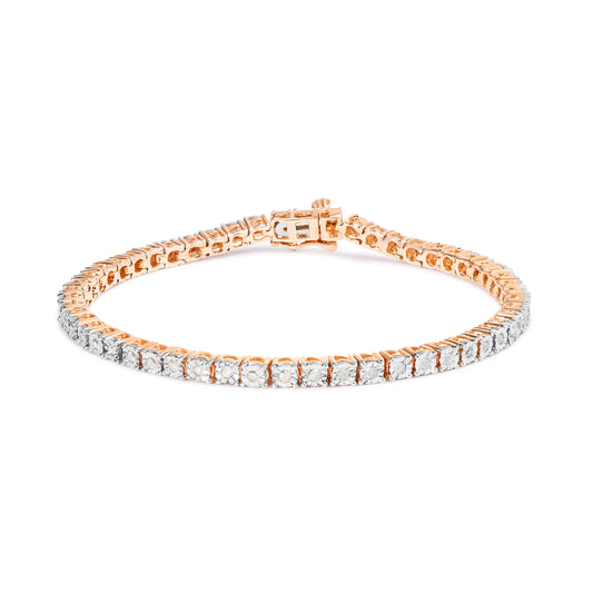 .925 Sterling Silver 1.0 Cttw Miracle-Set Diamond Round Faceted Bezel Tennis Bracelet (I-J Color, I3 Clarity) - 7" — photo 1 of 10