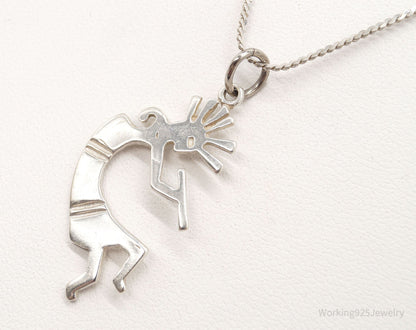 Vintage Native America Dancing Kokopelli Sterling Silver Necklace