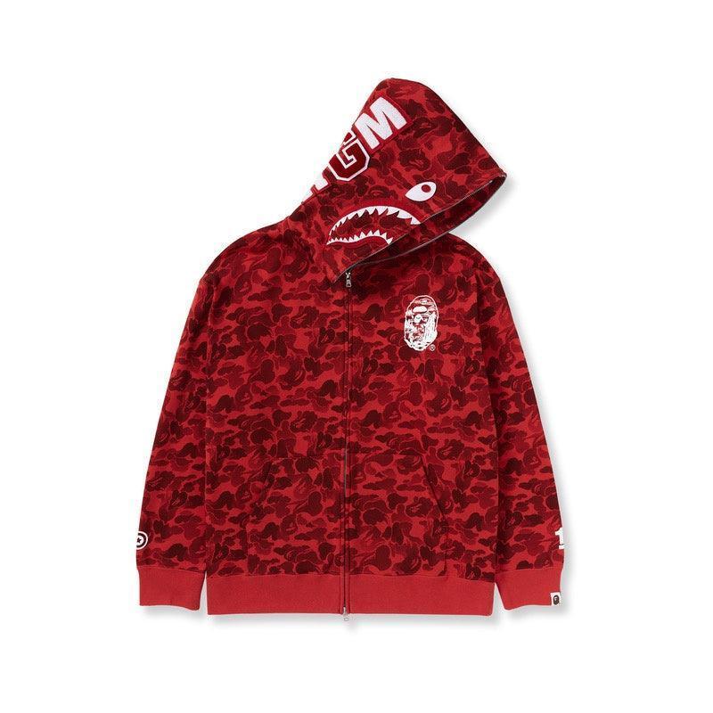 BAPE OG Camo Shark Full Zip-Up Hoodie A Bathing Ape 'Red'