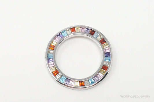 Vintage Multi Gem Sterling Silver Necklace Pendant — photo 2 of 10