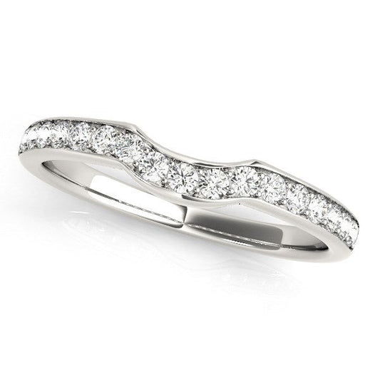 14k White Gold Curved Style Diamond Wedding Ring (1/4 cttw) — photo 1 of 2